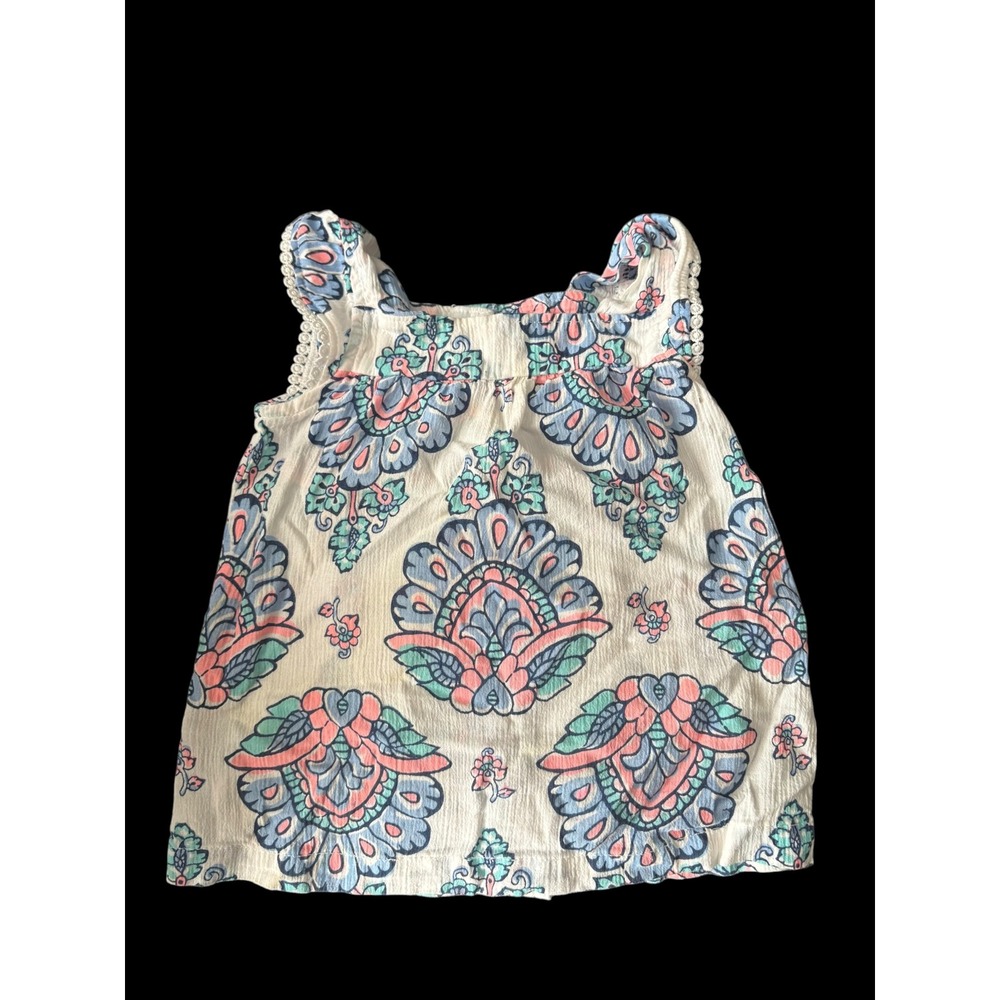 Carter's Baby Girls 12 Months Floral Sleeveless Top Blouse Lace Trim Cotton